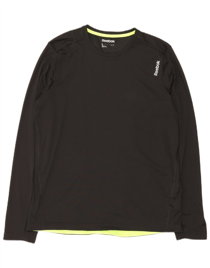 Męska koszulka Reebok z długim rękawem, duża, czarna, z poliestru