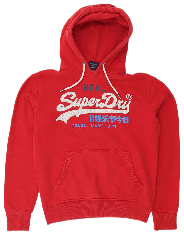 SUPERDRY Męski sweter z kapturem i grafiką, średnio czerwony, bawełniany