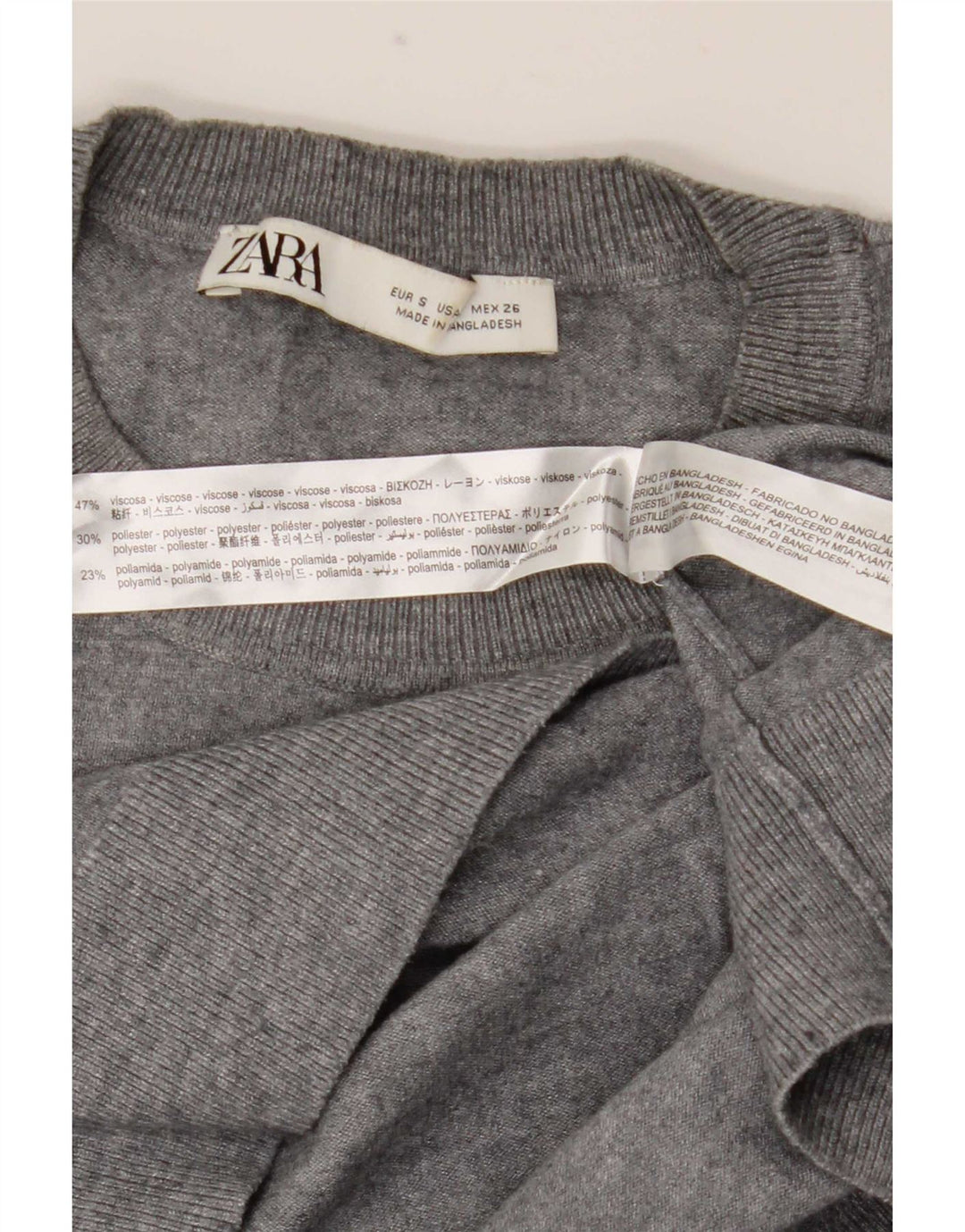 Męski sweter z okrągłym dekoltem Zara, mały, szary, wiskoza
