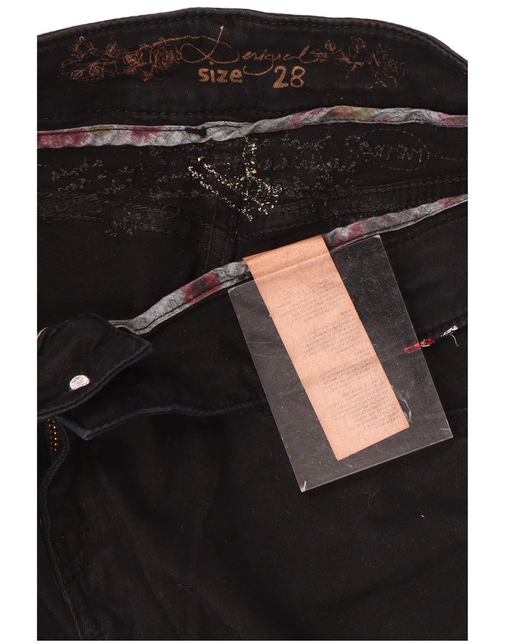 DESIGUAL Damskie proste spodnie na co dzień W28 L26 Czarna bawełna