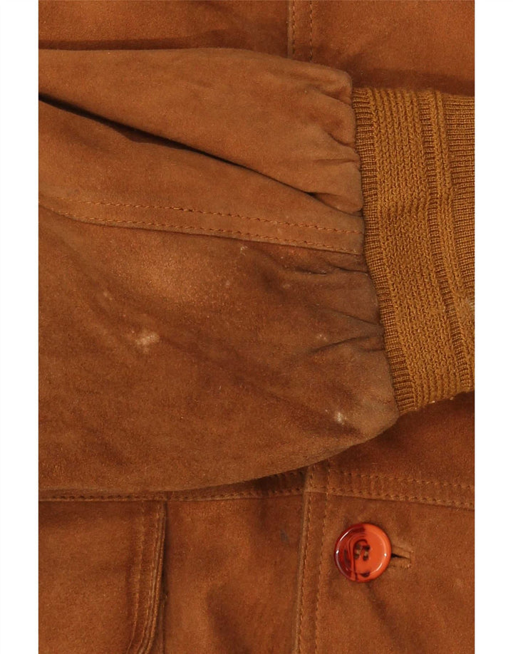 Vintage męska zamszowa kurtka bomber IT 56 3XL brązowa skóra