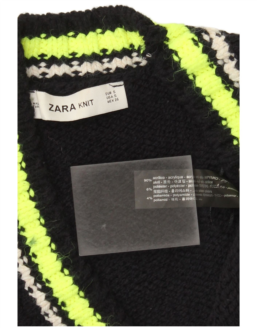 Damski sweter oversize Zara UK 10, mały, czarny, z blokami kolorów