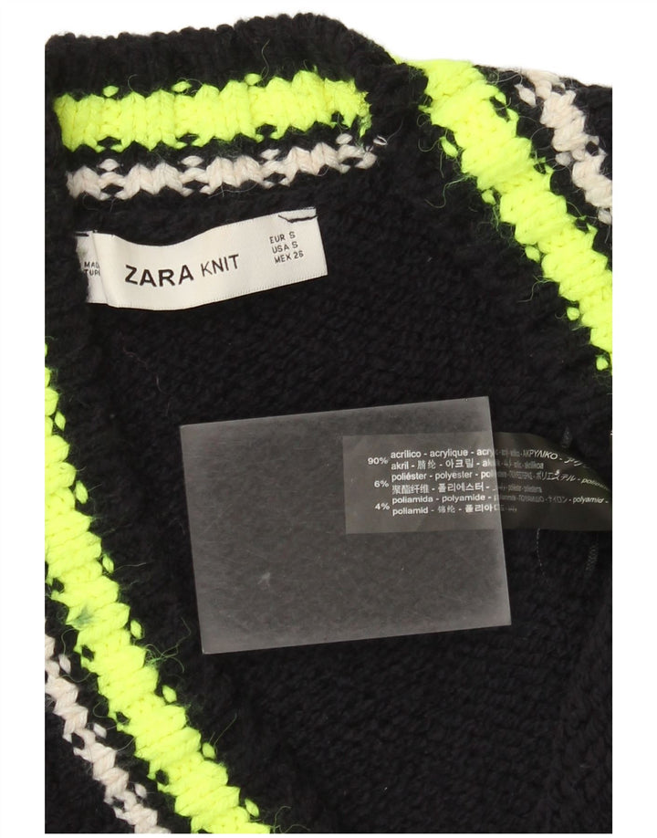 Damski sweter oversize Zara UK 10, mały, czarny, z blokami kolorów