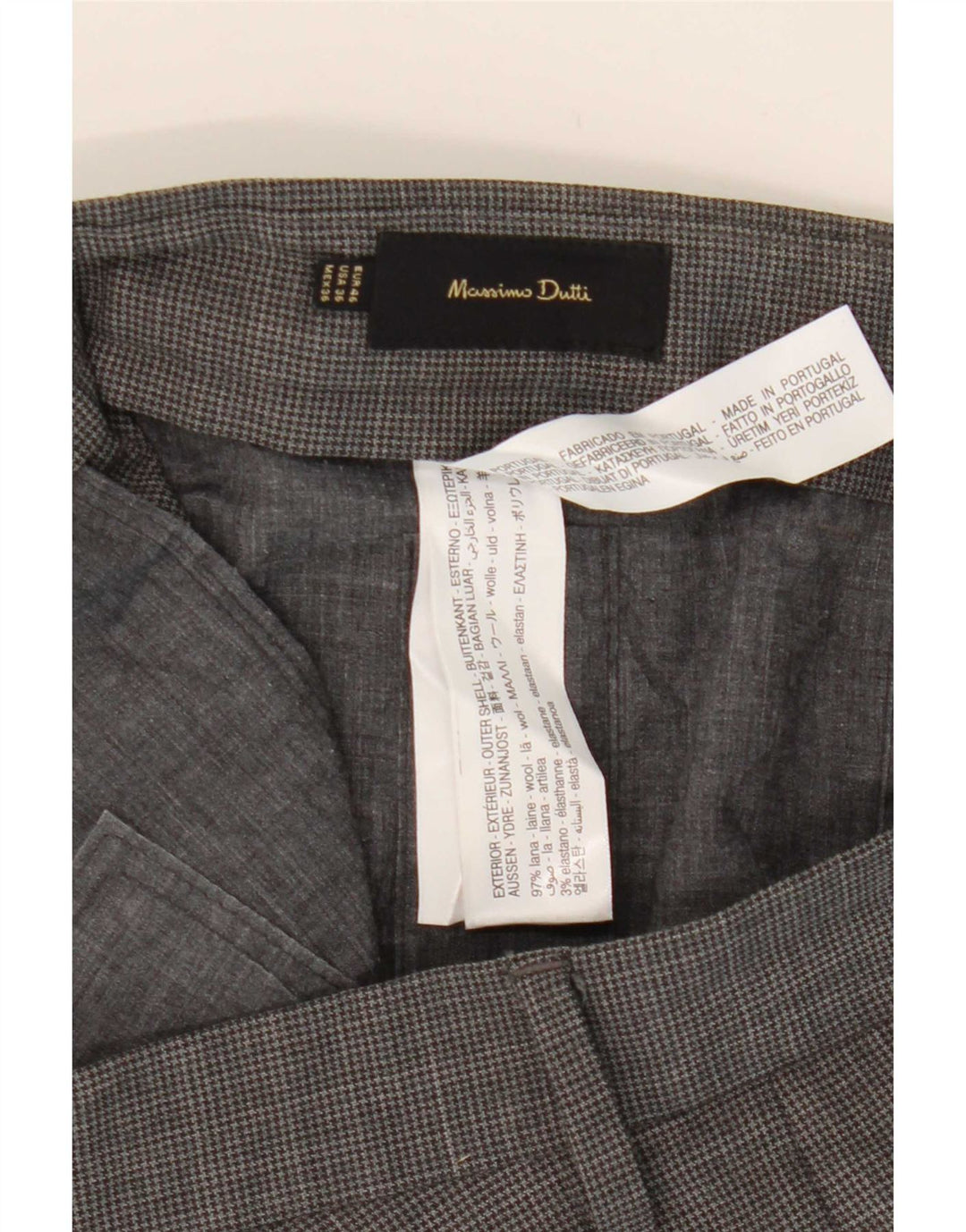 Spodnie męskie Massimo Dutti EU 46 XL W36 L33 Szare pepitkę