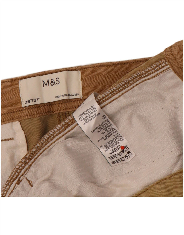 Marks & Spencer Męskie proste spodnie cargo W38 L31 Brązowe bawełniane