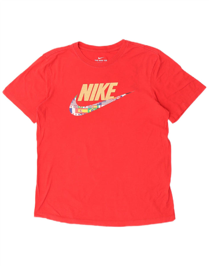 Męski T-shirt z grafiką Nike, bawełniany, średni czerwony