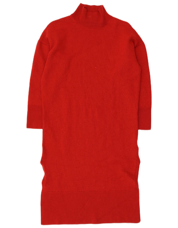 Cos Damska sukienka oversize z rękawem 3/4, UK 10, mała, czerwona wełna