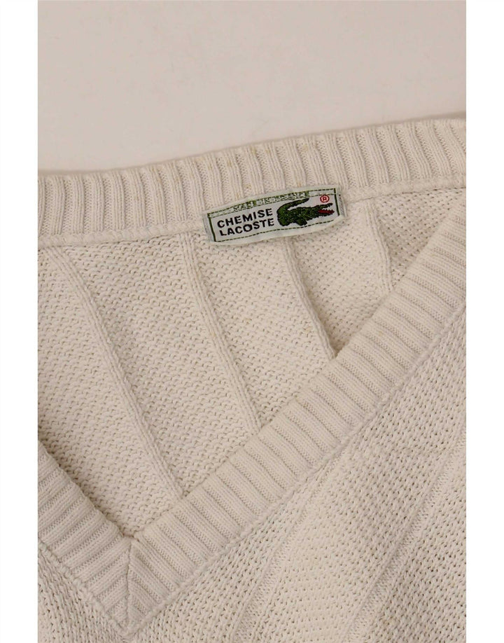 Męski sweter Lacoste z dekoltem w kształcie litery V, rozmiar 6, XL, biały