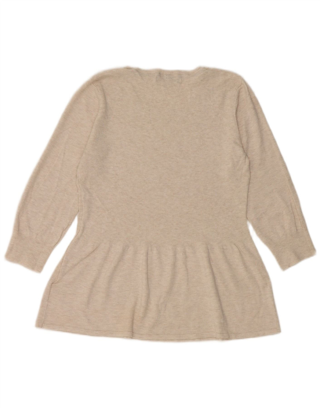 Marks & Spencer Damski top z rękawem 3/4, UK 12, średni beż, nakrapiana wiskoza