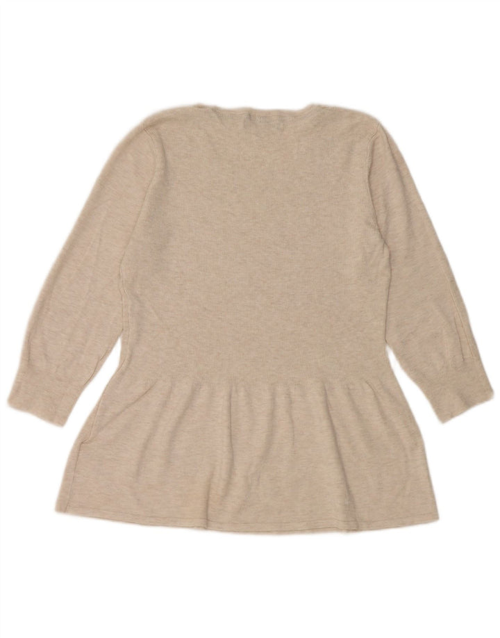 Marks & Spencer Damski top z rękawem 3/4, UK 12, średni beż, nakrapiana wiskoza