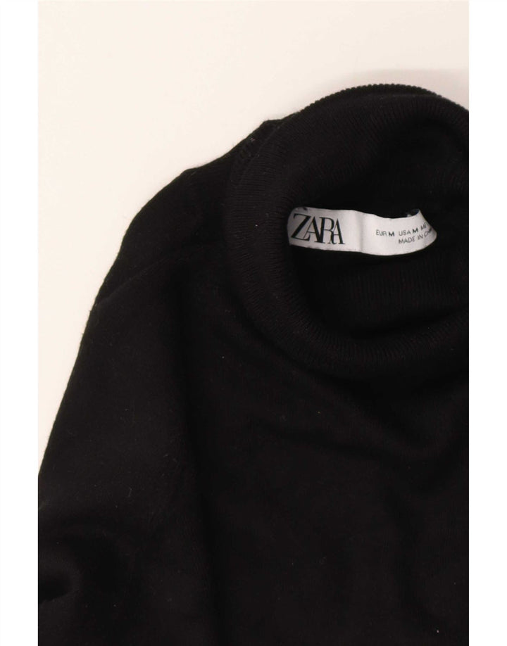 Sweter damski Zara z wywijanym dekoltem UK 14, średni czarny