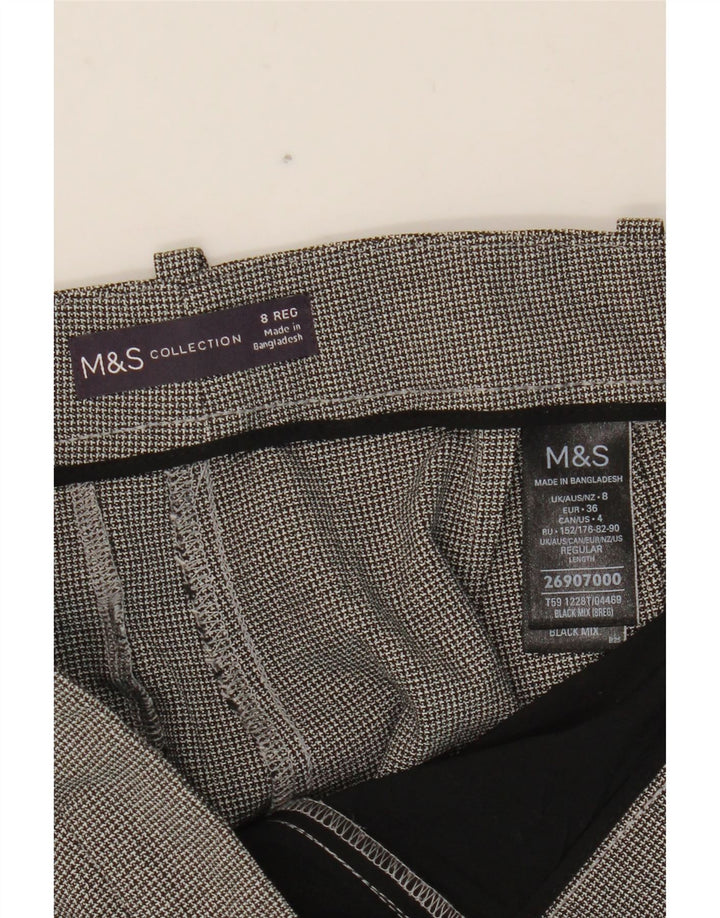 Spodnie garniturowe MARKS & SPENCER damskie UK 8 małe W28 L27 czarne pepitka