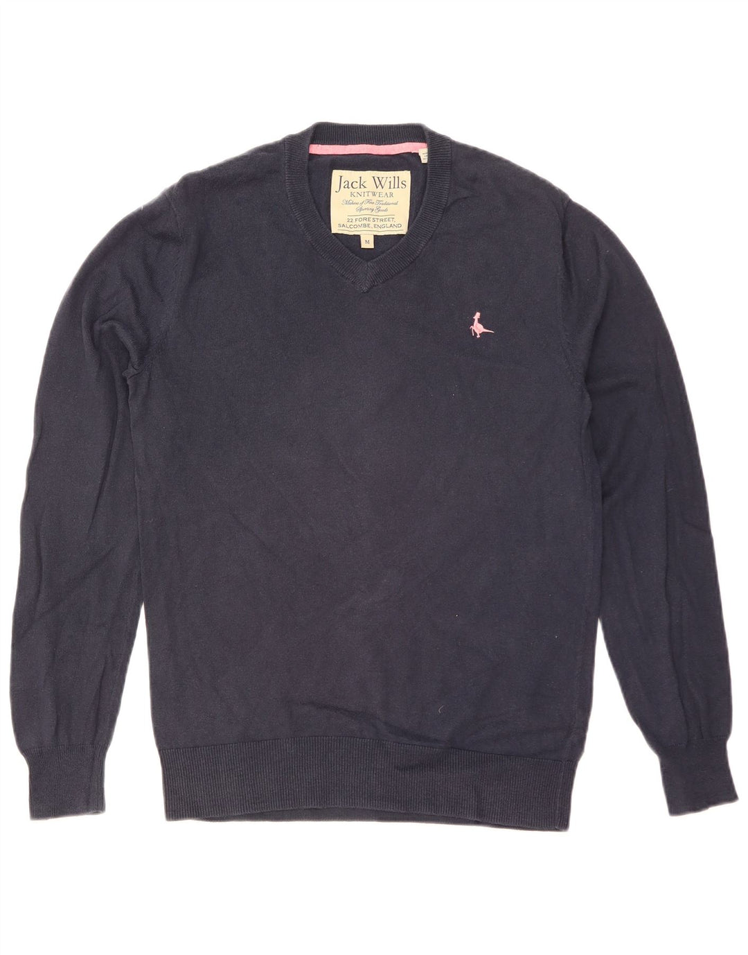 JACK WILLS Męski sweter z dekoltem w kształcie litery V, średni granatowy, bawełniany