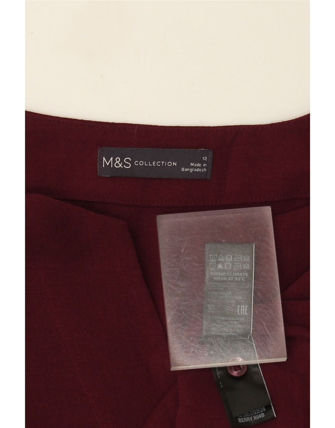 Damska bluzka z długim rękawem Marks & Spencer UK 12, średni burgund