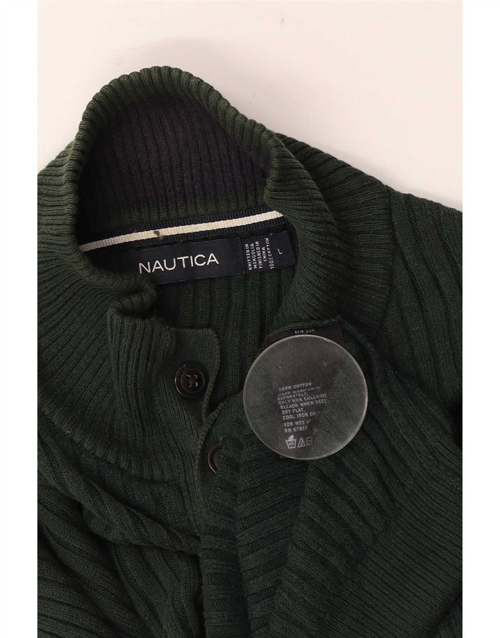 Męski sweter zapinany na guziki Nautica, duży, zielony, bawełniany