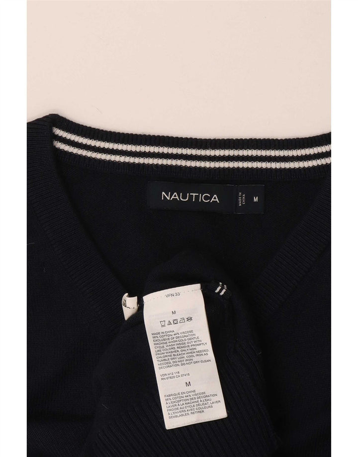 Męski sweter Nautica z dekoltem w kształcie litery V, średni granatowy, bawełniany