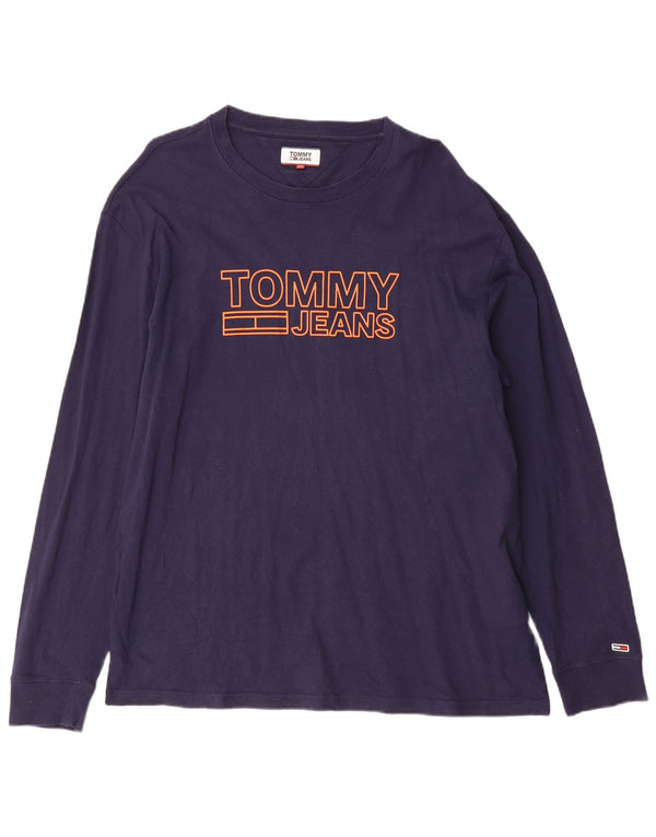 Męski top graficzny Tommy Hilfiger z długim rękawem, 2XL, granatowy, bawełniany