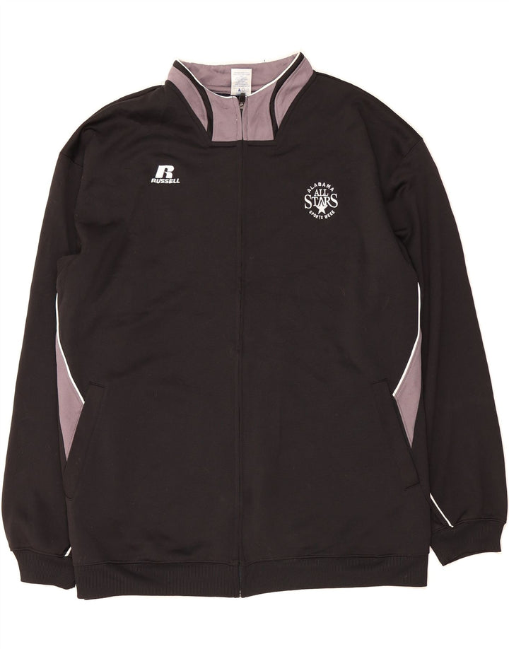 RUSSELL ATHLETIC Mens Dri-Power Tracksuit Top Jacket 2XL Black Colourblock Vintage Russell Athletic and Second-Hand Russell Athletic from Messina Hembry 