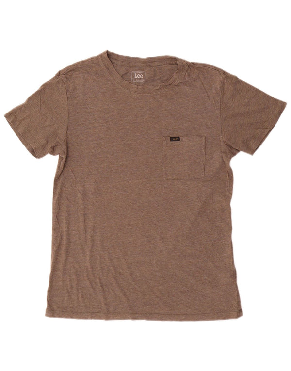 Męski t-shirt Lee o dopasowanym kroju, mały, brązowy, bawełniany w plamki