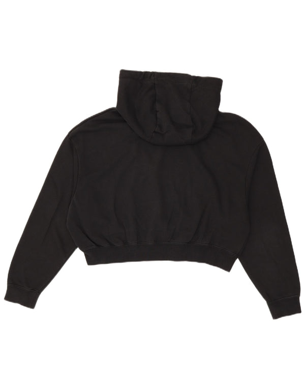 Damski sweter z kapturem, oversize, z grafiką, UK 10, mały, czarny, bawełniany