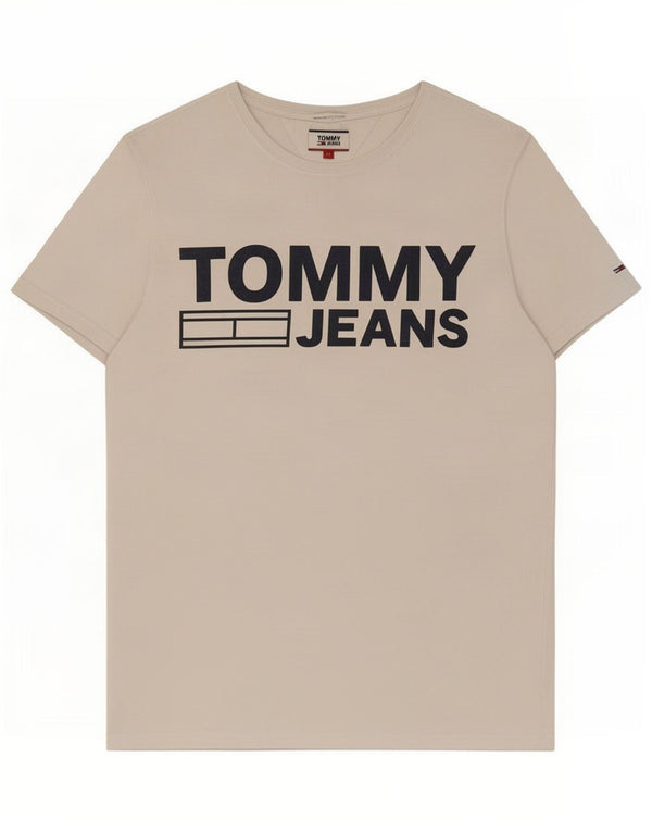 Tommy Hilfiger Męski T-shirt z grafiką slim fit Top XL Biała bawełna