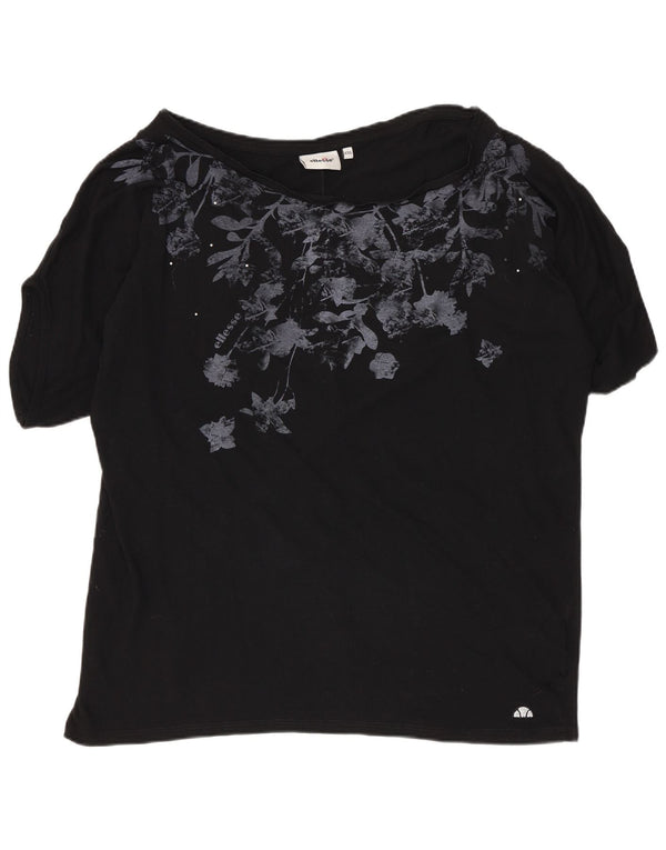 Damska koszulka z grafiką ELLESSE Top UK 20 2XL Czarna bawełna