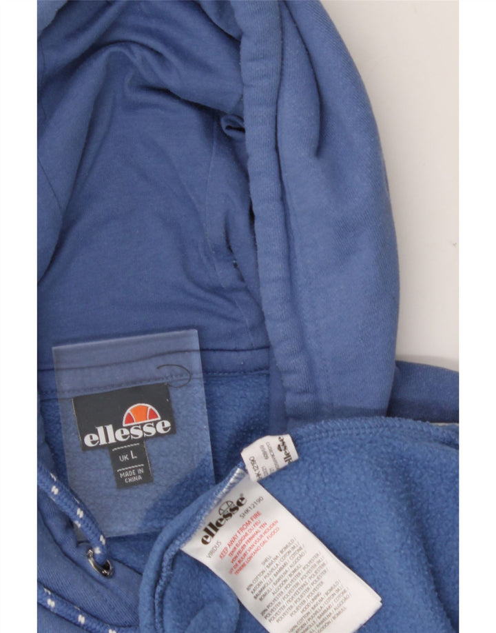 ELLESSE Mens Graphic Hoodie Jumper Large Blue Cotton Vintage Ellesse and Second-Hand Ellesse from Messina Hembry 