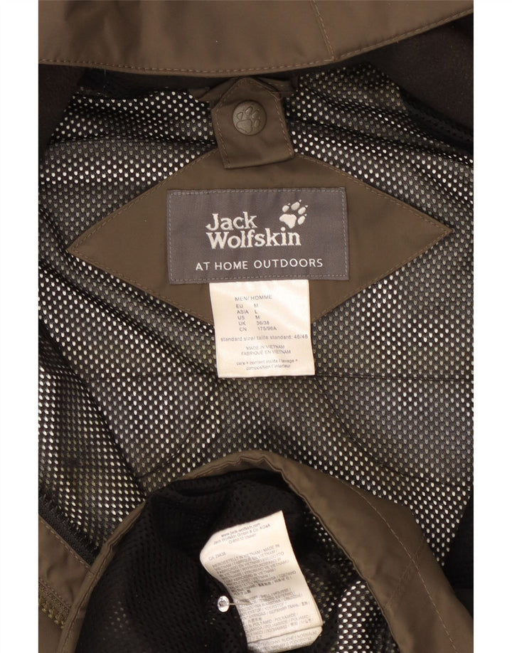 Męska kurtka przeciwdeszczowa Jack Wolfskin z kapturem, UK 36/38, średni khaki, blok kolorów