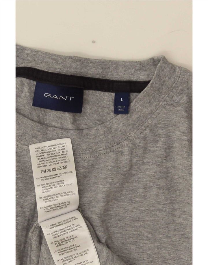 Męski T-shirt z grafiką Gant, duży, szary, bawełniany