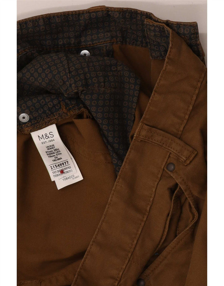 Męskie spodnie codzienne Marks & Spencer W36 L31 Brązowe bawełniane