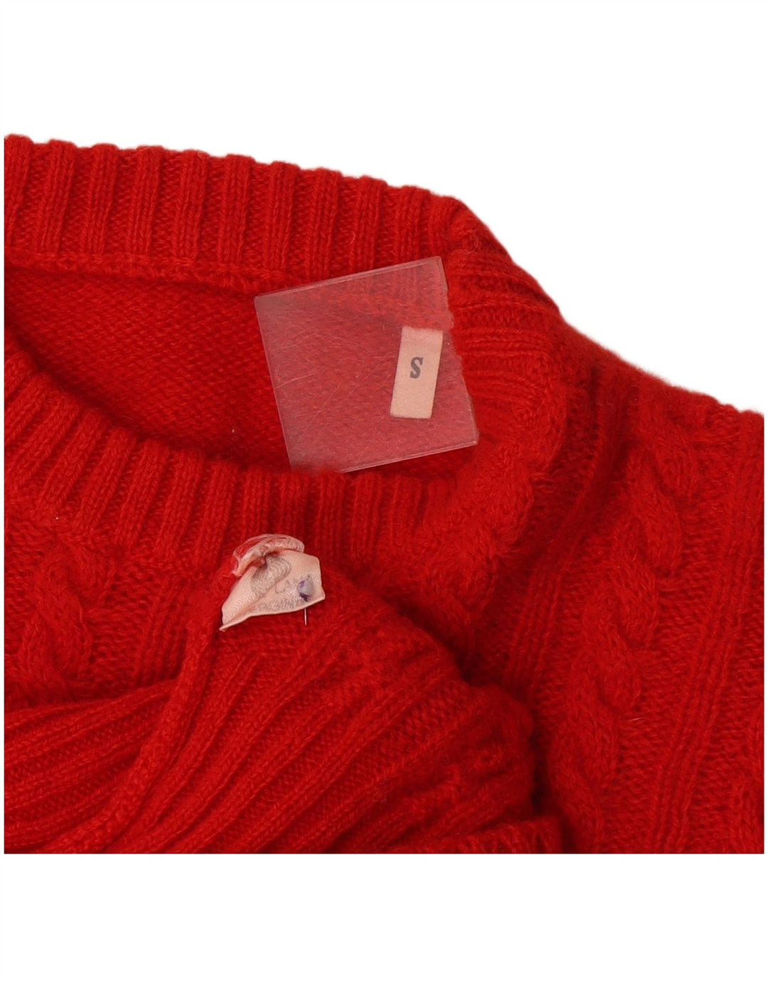 Vintage damski sweter oversize z okrągłym dekoltem UK 10 Small Red Wełna