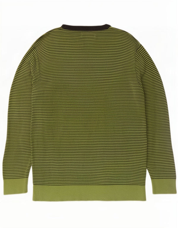 Męski sweter Pierre Cardin z dekoltem w łódkę, duży, zielony, bawełniany w prążki