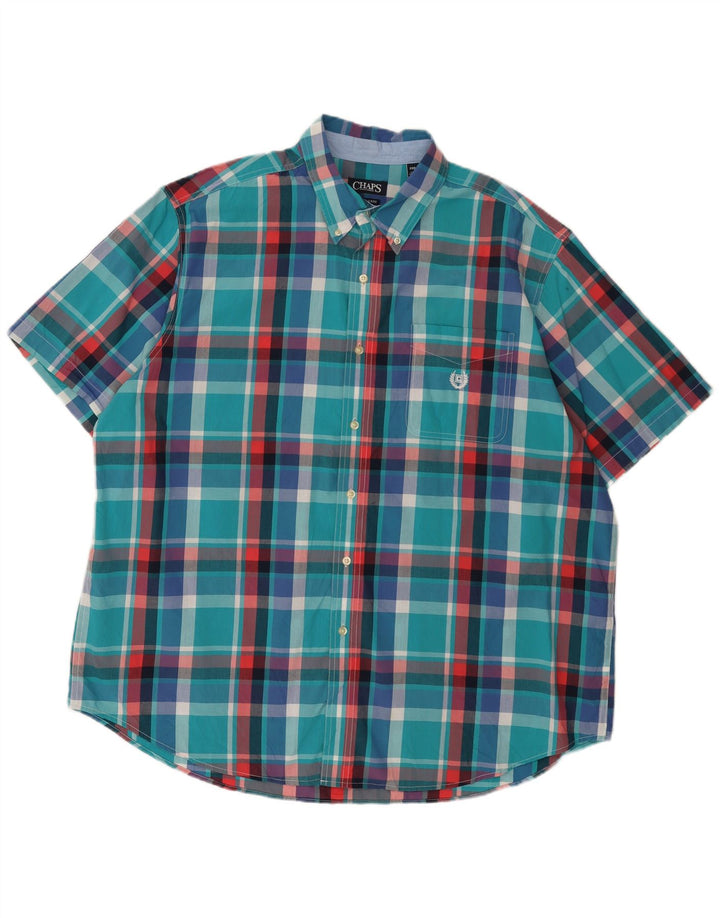 Męska koszula z krótkim rękawem Chaps, duża, 2XL, bawełniana w niebieską kratkę