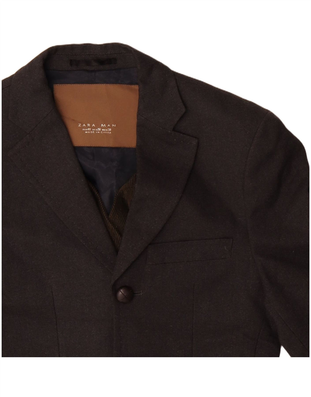 Męska marynarka ZARA zapinana na 3 guziki, EU 48, średnioszary poliester