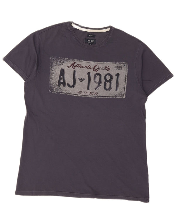 ARMANI JEANS Męski T-shirt o regularnym kroju z grafiką, mały, granatowy, bawełniany