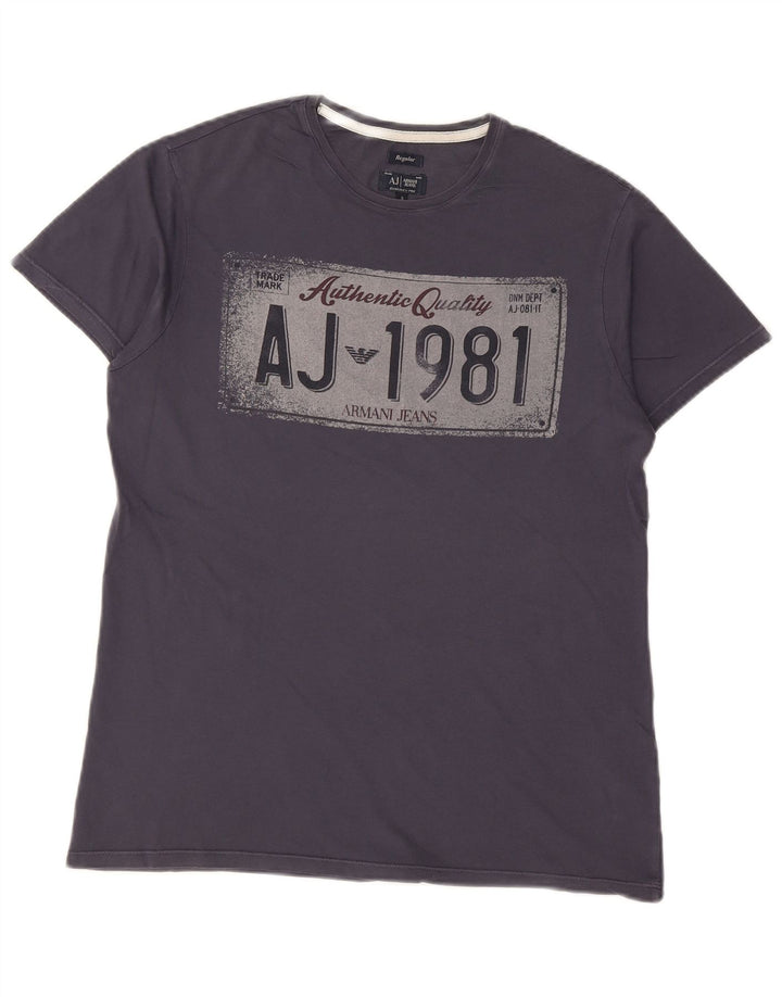 ARMANI JEANS Męski T-shirt o regularnym kroju z grafiką, mały, granatowy, bawełniany