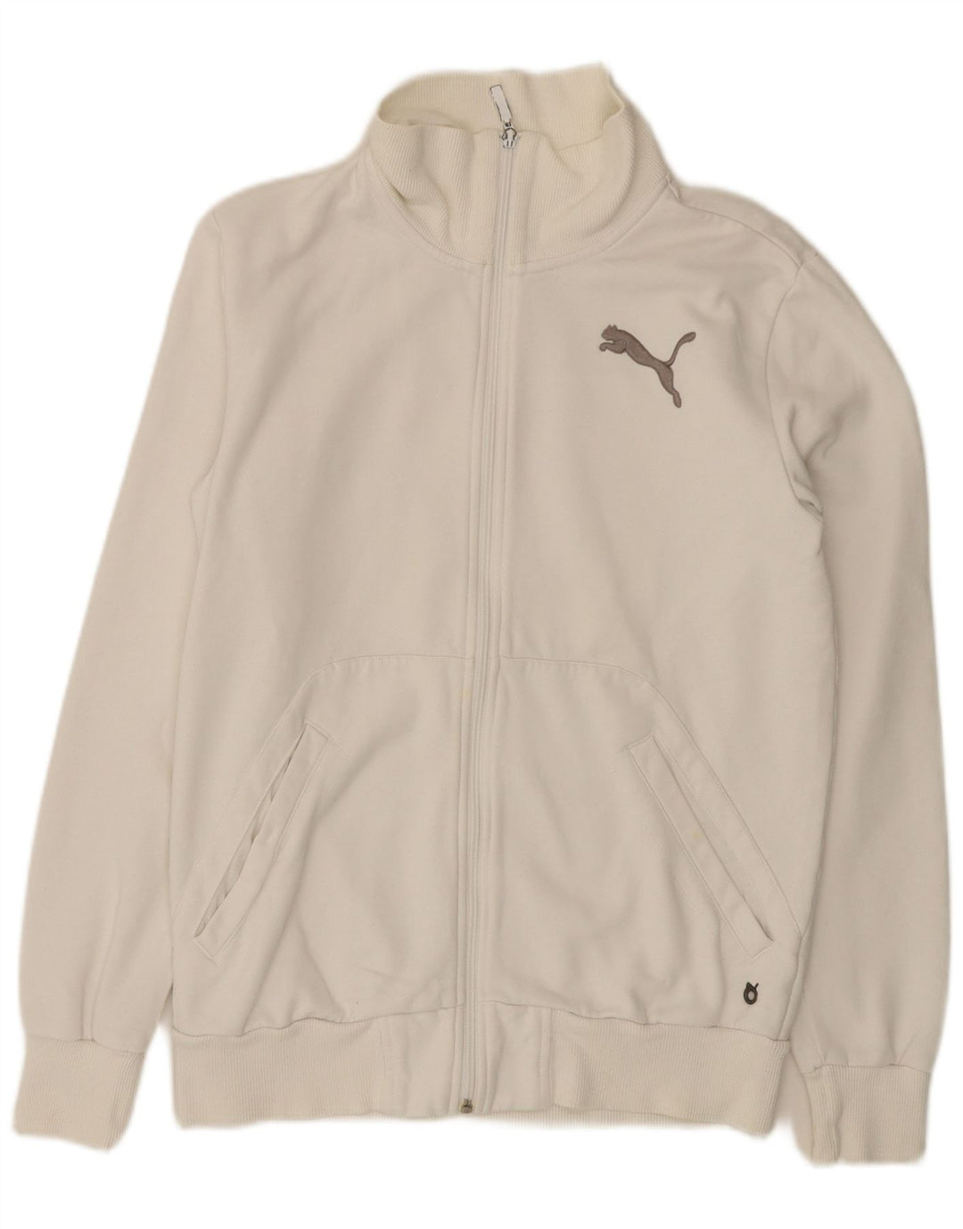 Męska kurtka dresowa Puma z grafiką, mała, biała, bawełniana