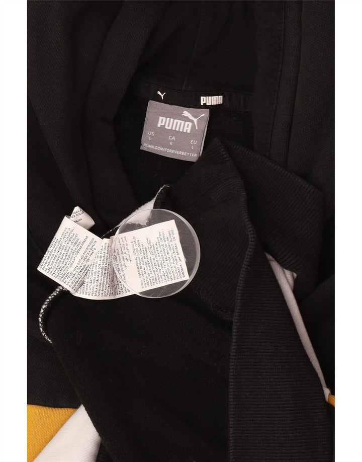 Męski sweter z kapturem Puma z grafiką, duży, czarny poliester z blokami kolorów
