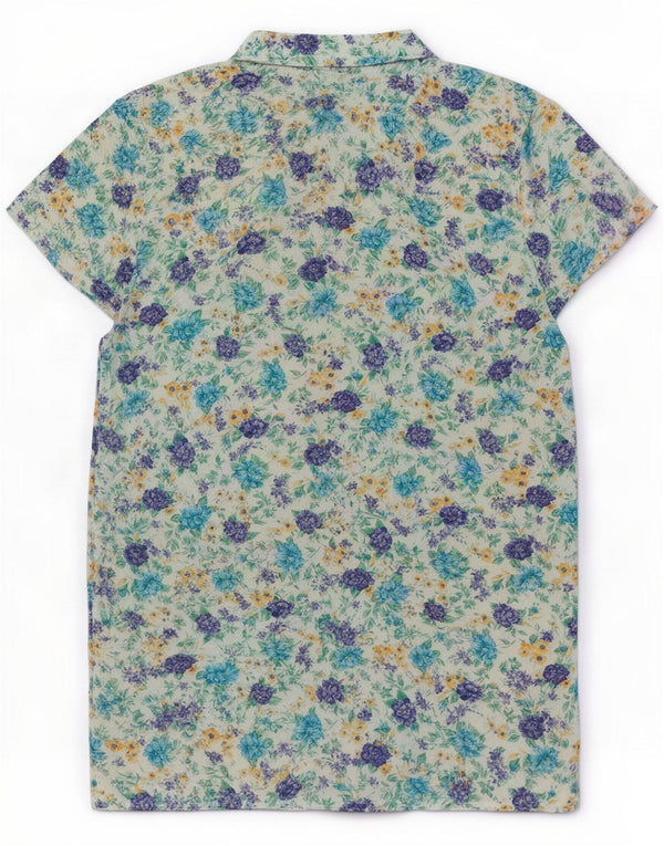 Vintage Womens Short Sleeves Shirt Dress UK 16 Large Multicoloured Floral