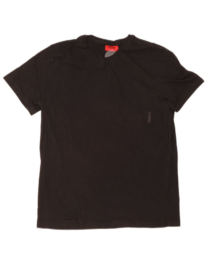 T-shirt męski Hugo Boss, średni czarny, bawełniany