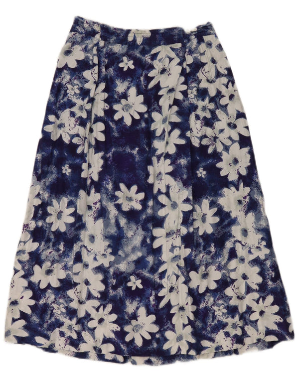 Vintage damska plisowana rozkloszowana spódnica EU 36 Small W26 niebieska wiskoza w kwiaty