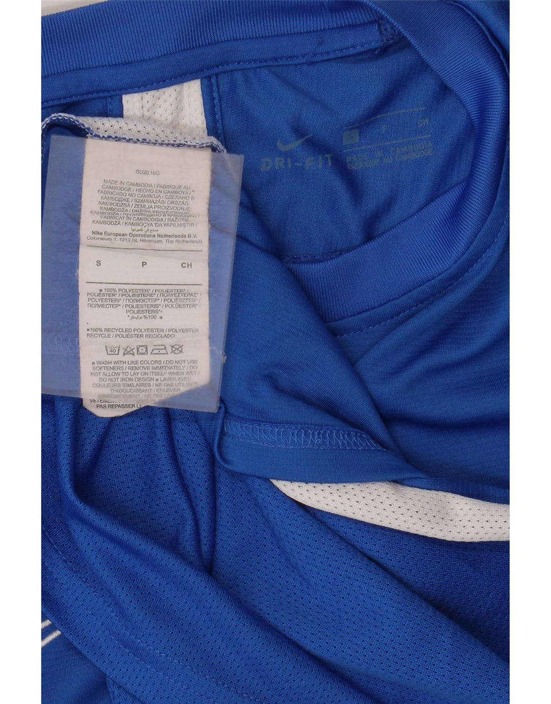 Męski T-shirt Nike Dri Fit Top, mały, niebieski, poliester z blokami kolorów