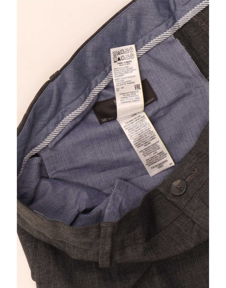 Marks & Spencer Męskie proste spodnie garniturowe W38 L31 Szary poliester