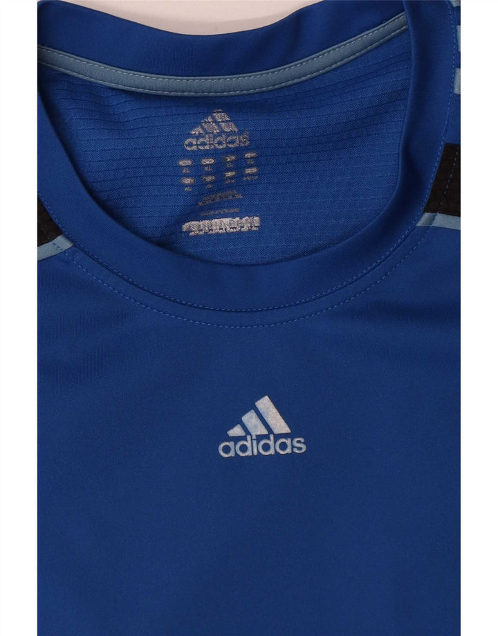 Adidas Męski T-shirt Top XL Niebieski Poliester z blokami kolorów