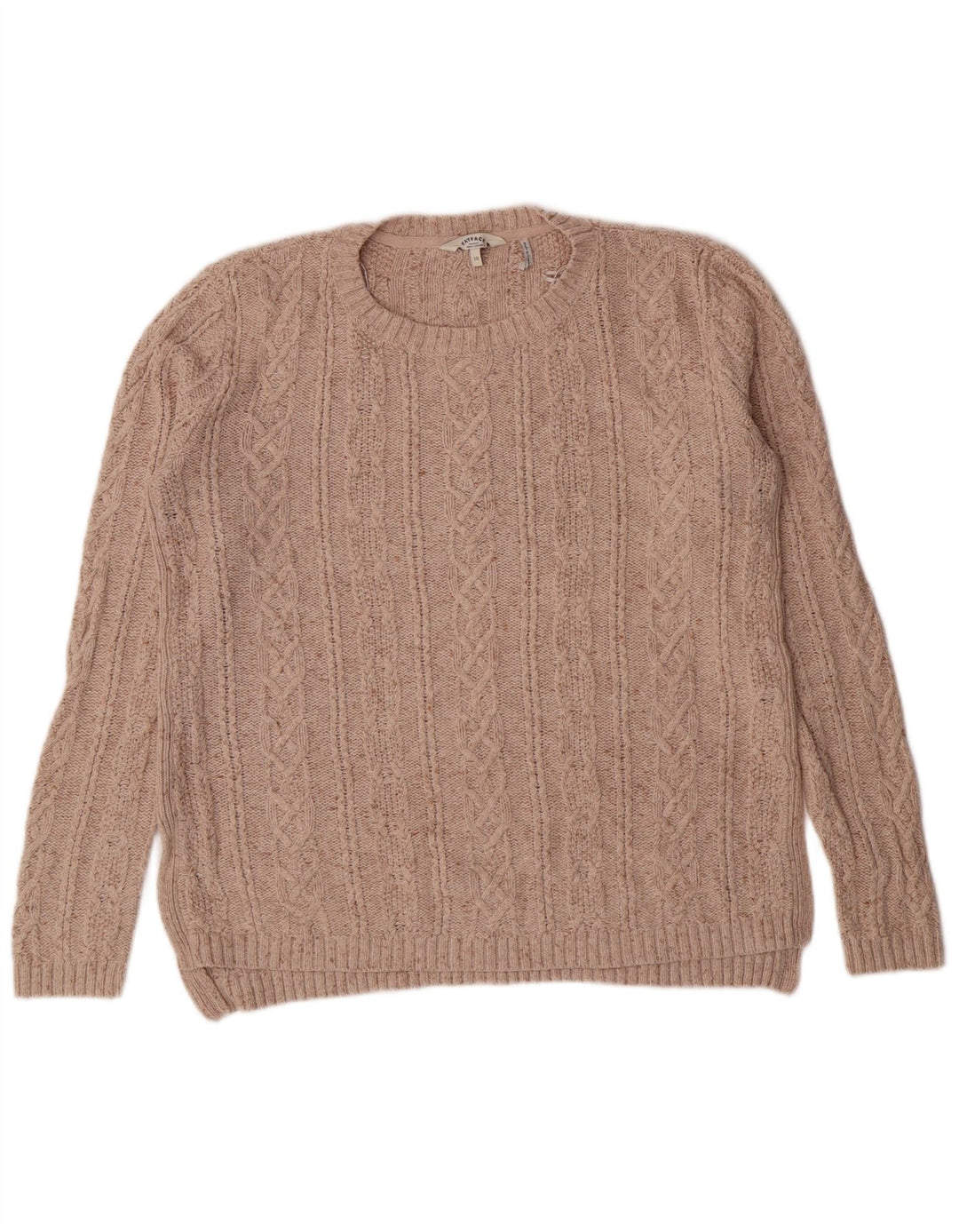 Sweter damski Fat Face z okrągłym dekoltem UK 10, mały, beżowy, bawełniany klasyczny