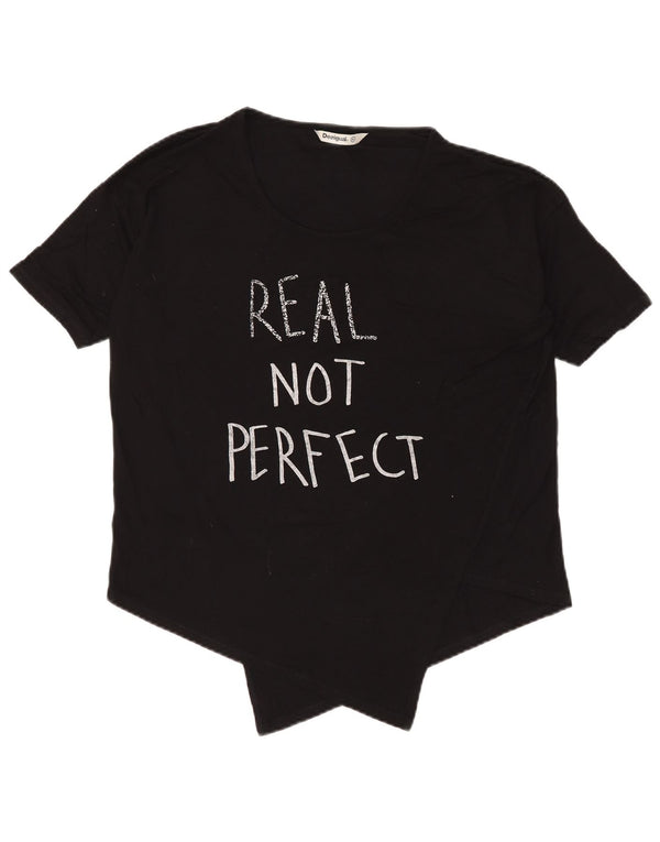 Damska asymetryczna koszulka z grafiką Desigual Top UK 18 XL czarna