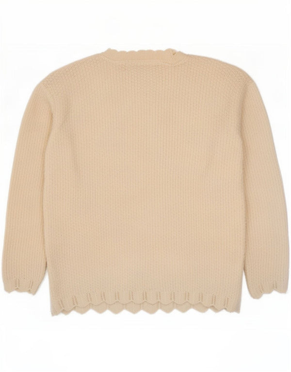 Sweter damski w stylu vintage z okrągłym dekoltem UK 16, duży biały
