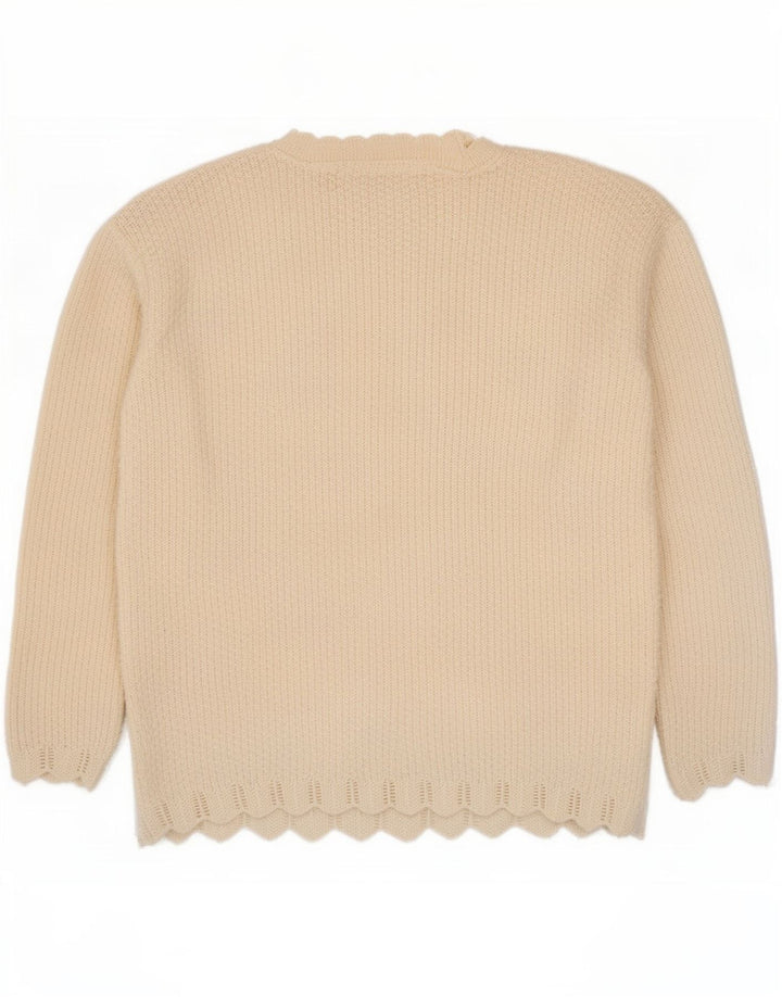 Sweter damski w stylu vintage z okrągłym dekoltem UK 16, duży biały