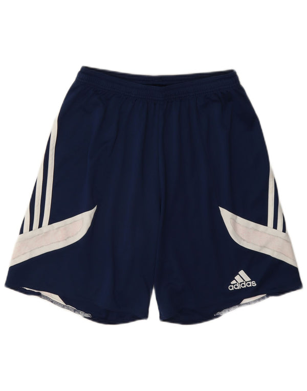 Męskie spodenki sportowe Adidas Climalite, małe, granatowe, z blokami kolorów, poliestrowe