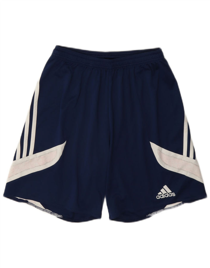 Męskie spodenki sportowe Adidas Climalite, małe, granatowe, z blokami kolorów, poliestrowe